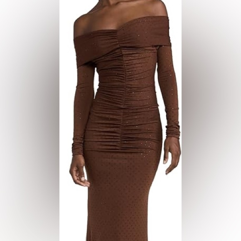 Bardot Artura Diamanté Brown Maxi Dress